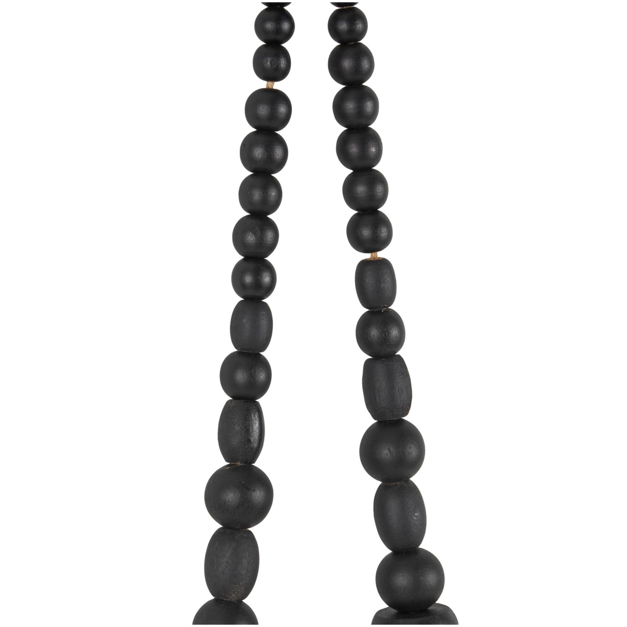 Black Wood Necklace Handmade Geometric Beaded Garland Sculpture
